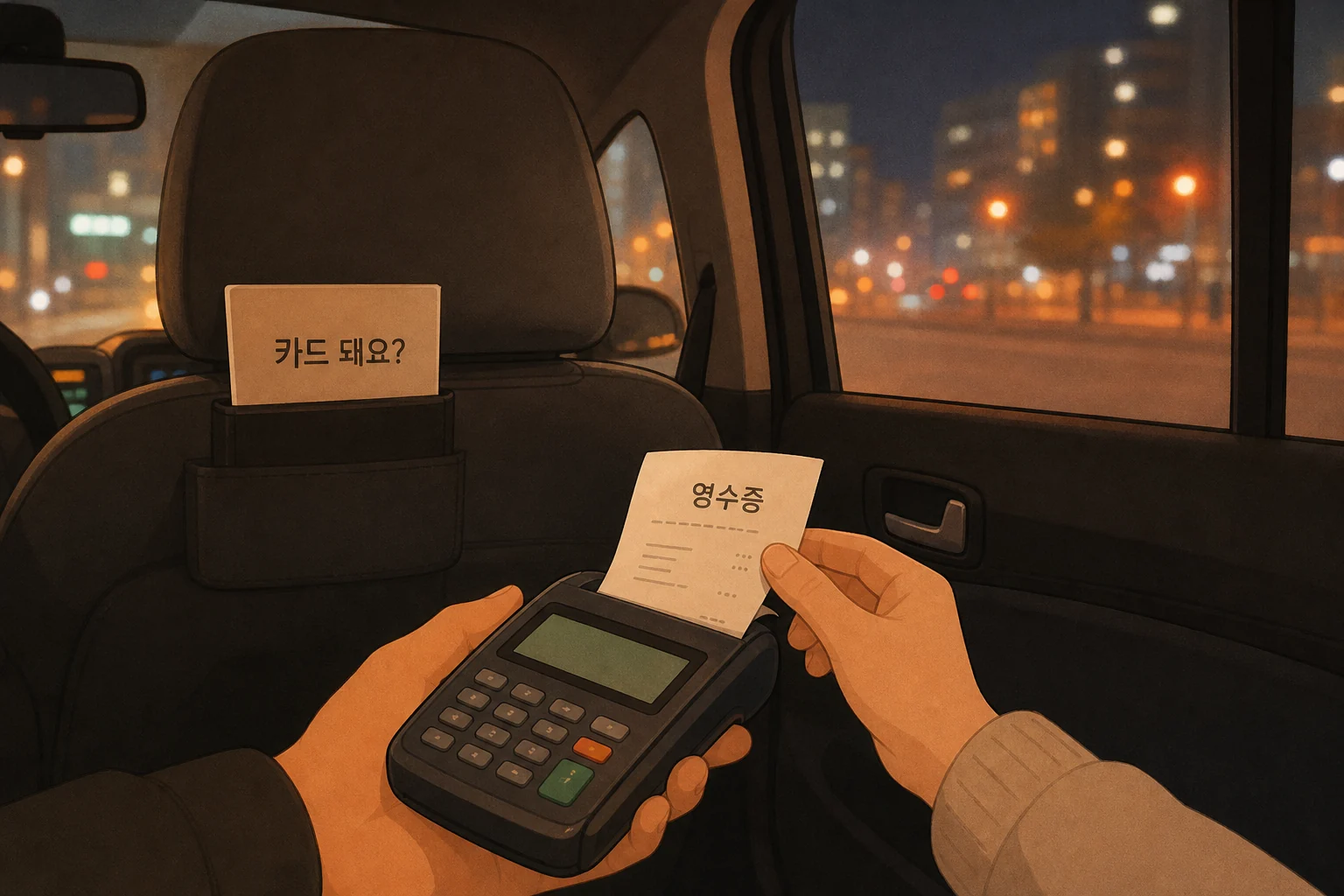 카드 돼요 と 영수증 の支払い場面のイラスト